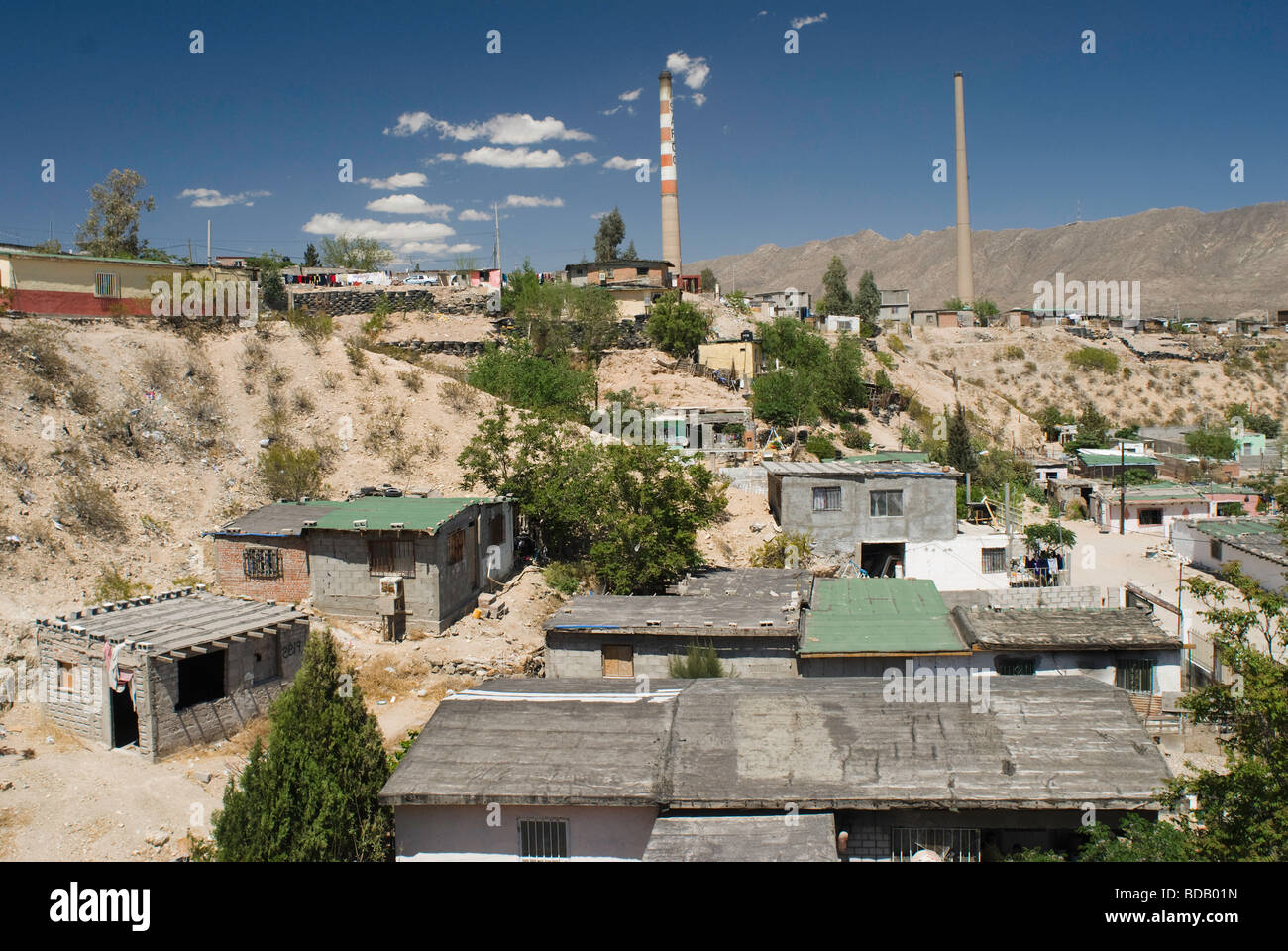 Vista di una classe inferiore nel quartiere al confine messicano città di Ciudad Juarez, Messico. Foto Stock