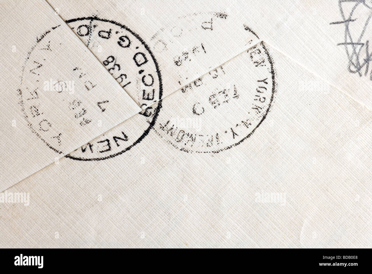 Vintage ingiallito busta con timbro postale timbro Foto Stock