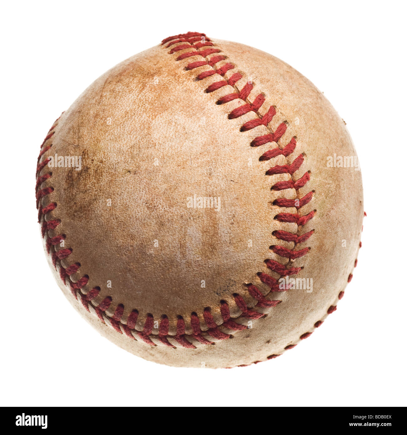 Il baseball con impunture rosse baseball isolati su sfondo bianco Foto Stock