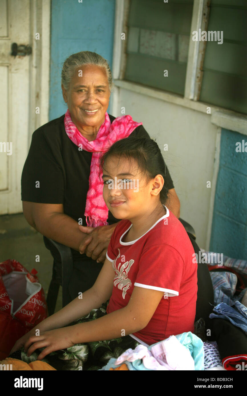 Bella anziana donna Tongan Foto Stock