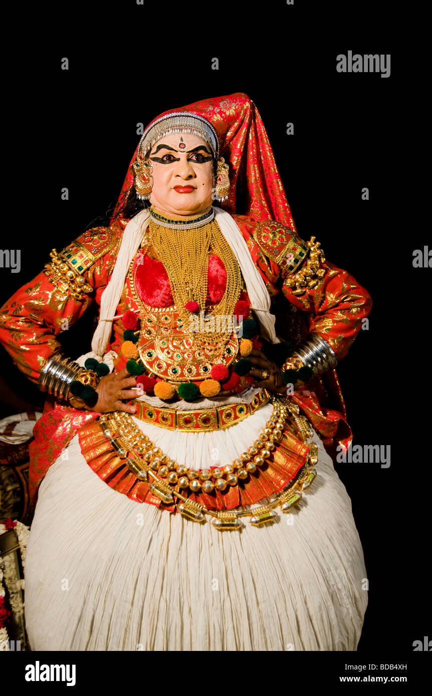 Performance di danza - kathakali artista, India Kerala Foto Stock
