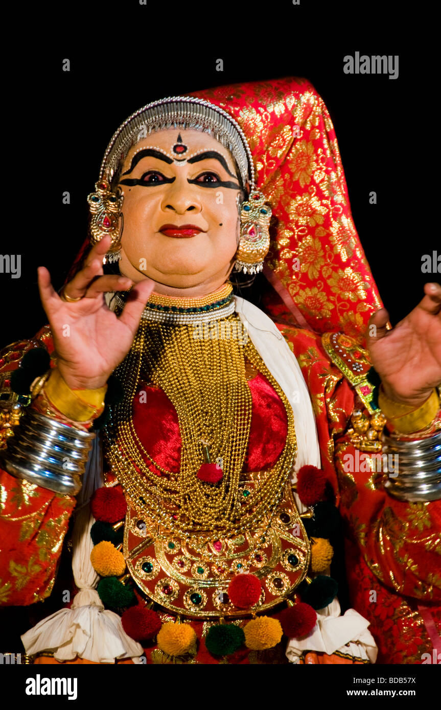 Performance di danza - kathakali artista, India Kerala Foto Stock