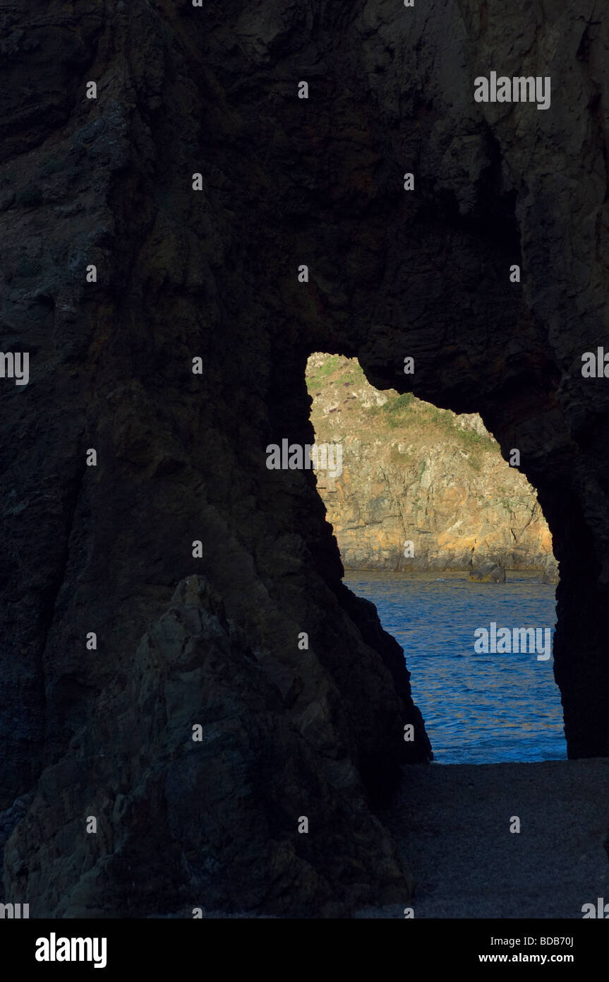 Formazione di roccia in Dixcart Bay, Isola di Sark, Isole del Canale Foto Stock