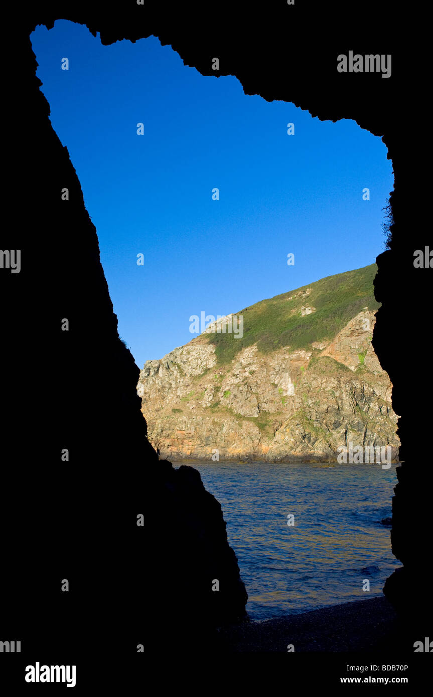 Formazione di roccia in Dixcart Bay, Isola di Sark, Isole del Canale Foto Stock