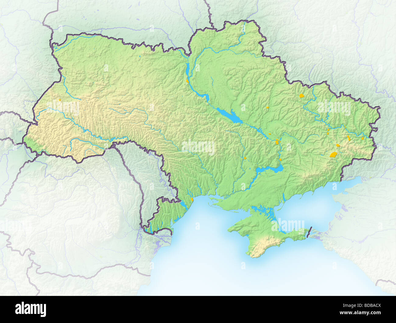 Ucraina, Rilievo ombreggiato mappa. Foto Stock
