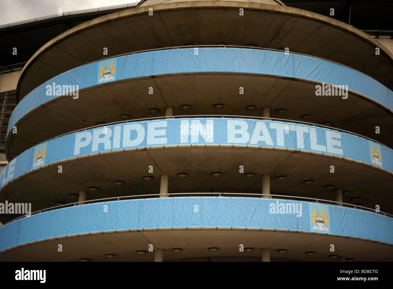 Ocm del City of Manchester Stadium eastlands manchester city football club orgoglio in battaglia motto Foto Stock