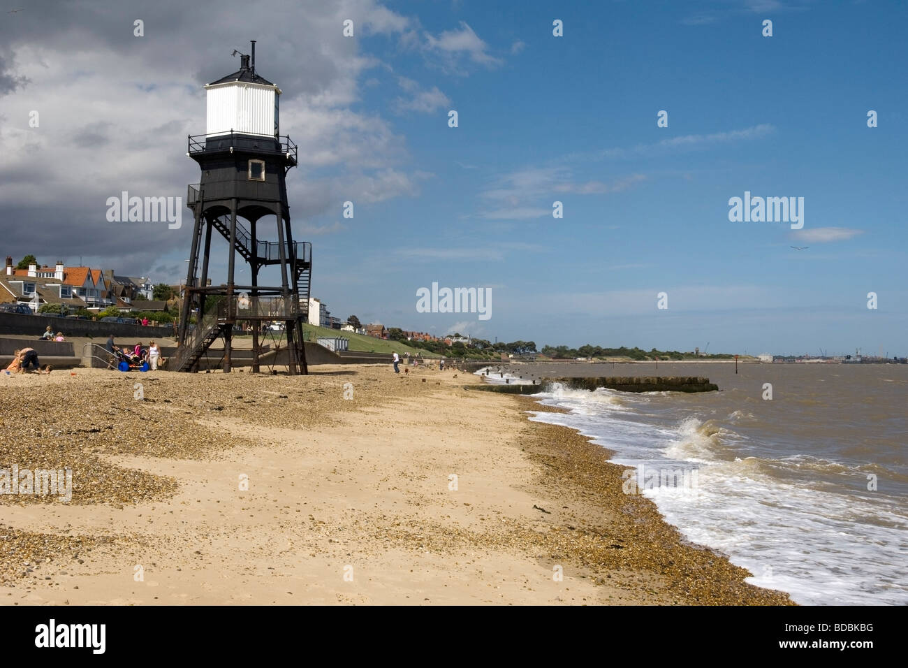 Faro storico sulla costa di Essex a Dovercourt, Inghilterra Foto Stock