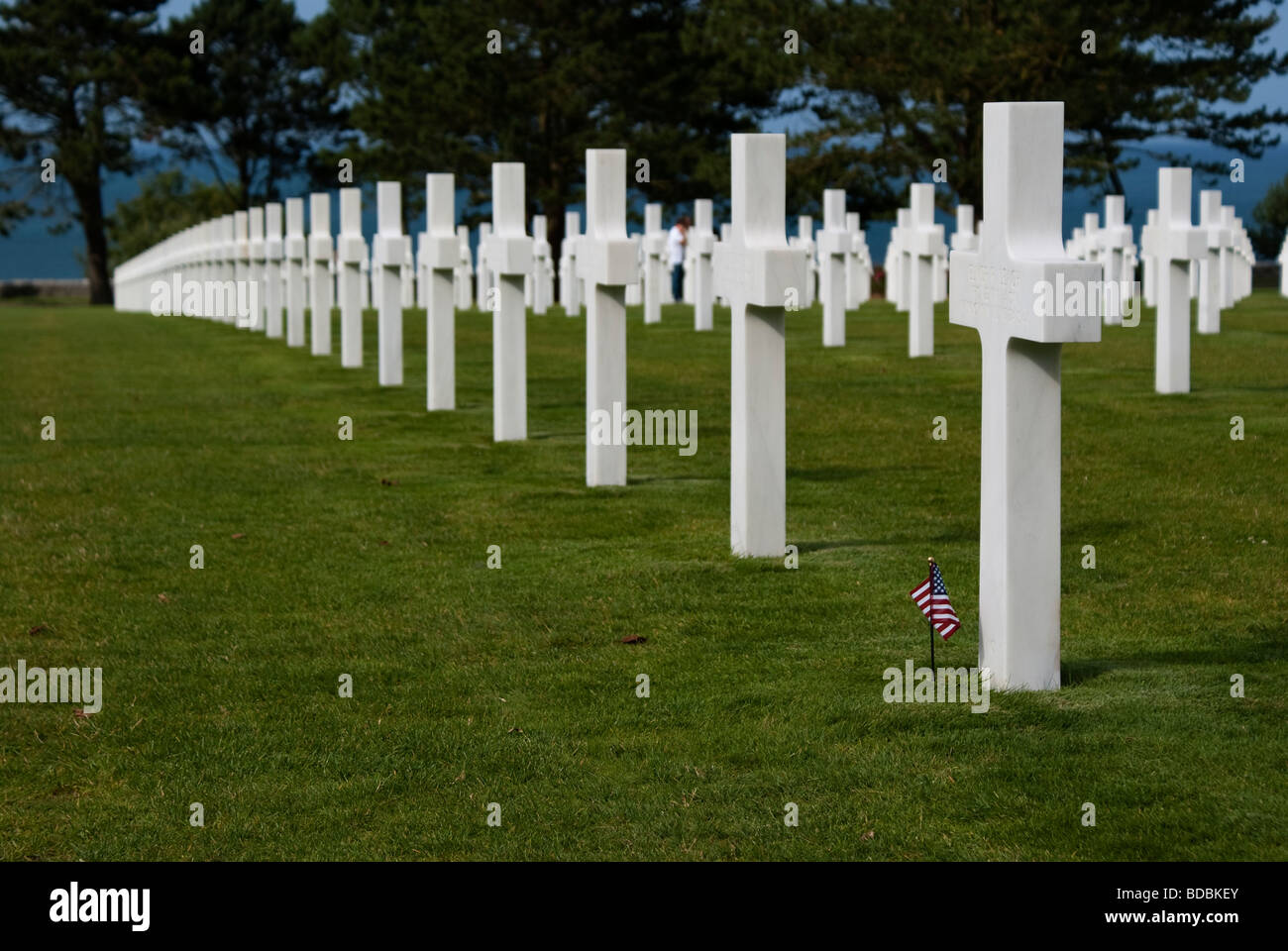 La Normandia Cimitero e memoriale americano a Omaha Beach a Colleville-sur-Mer Foto Stock