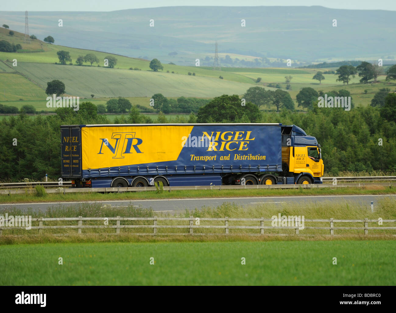 Renault Premium carrello e rimorchio curtainsided Nigel Riso Foto Stock