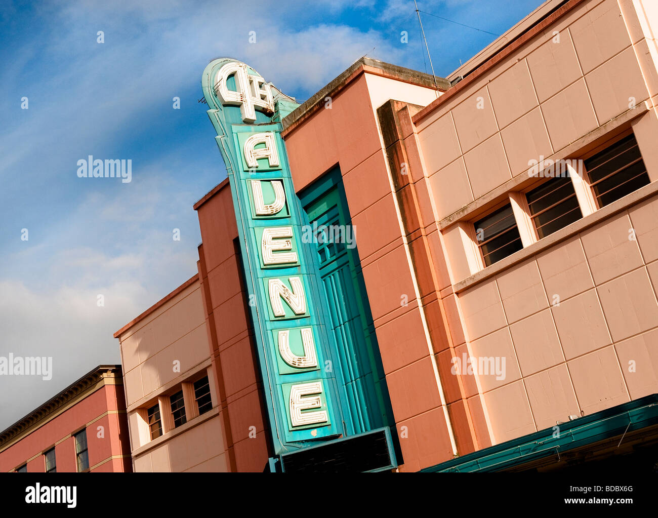 Edificio art deco la Quarta Avenue Theatre edificio lathrop movie theater Foto Stock