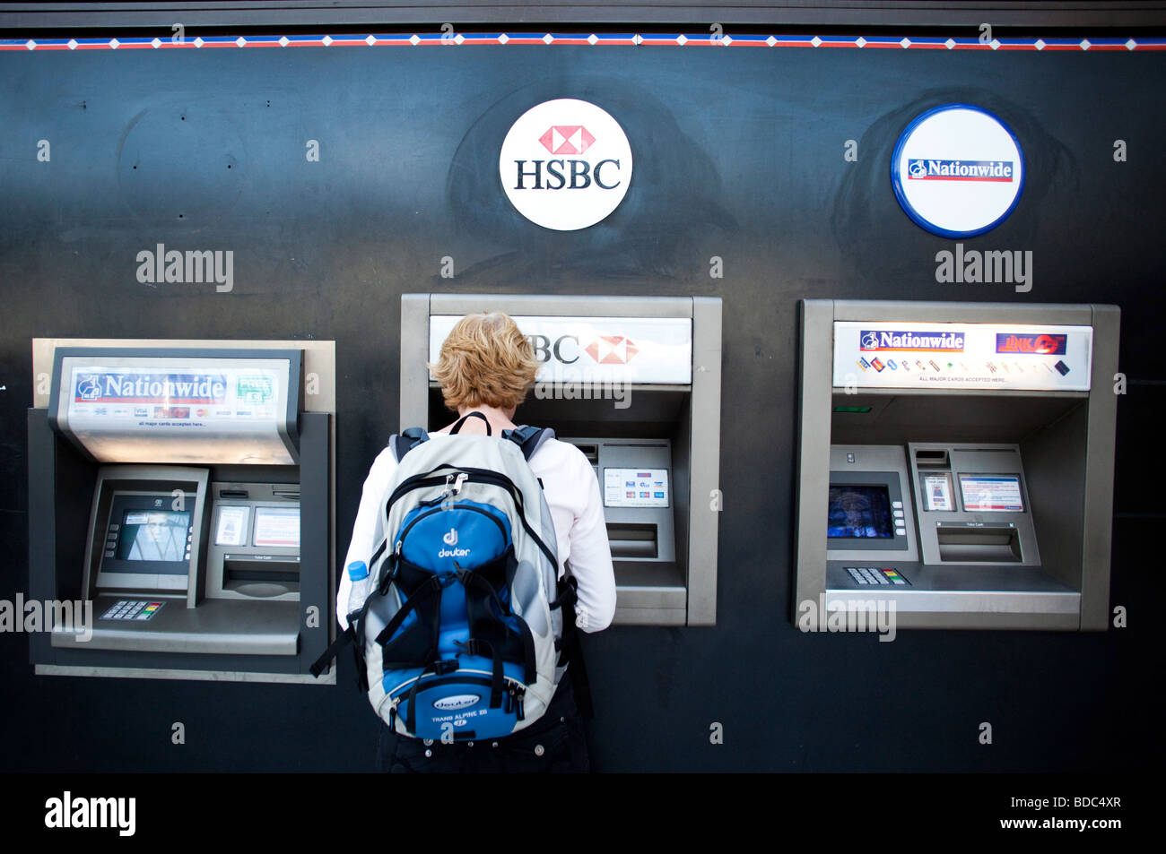 Sportello bancomat di HSBC Bank di Londra Foto Stock