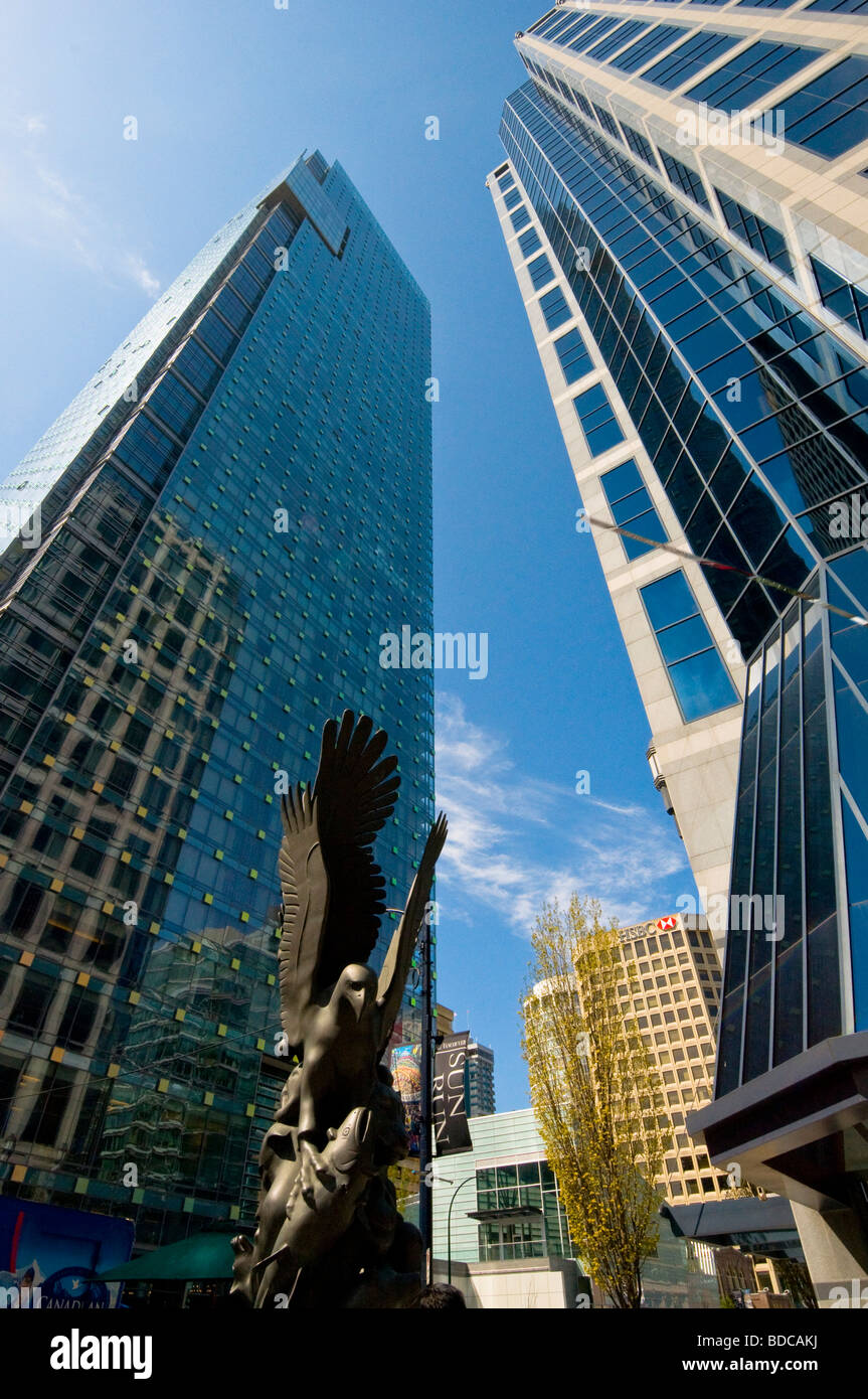 Il centro di Vancouver angolo della Georgia e strade Thurlow Foto Stock