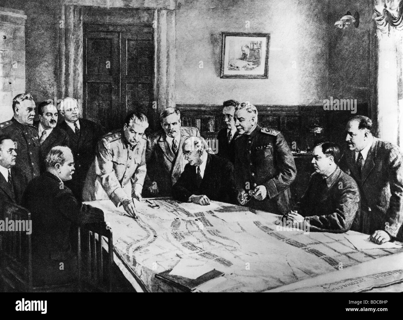 Stalin (Iosif Vissarionovich Jughashvili), 18.12.1878 - 5.3.1953, politico sovietico, Segretario generale della CPSU 22.4.1922 - 5.3.1953, in qualità di leader militare, pittura, , Foto Stock