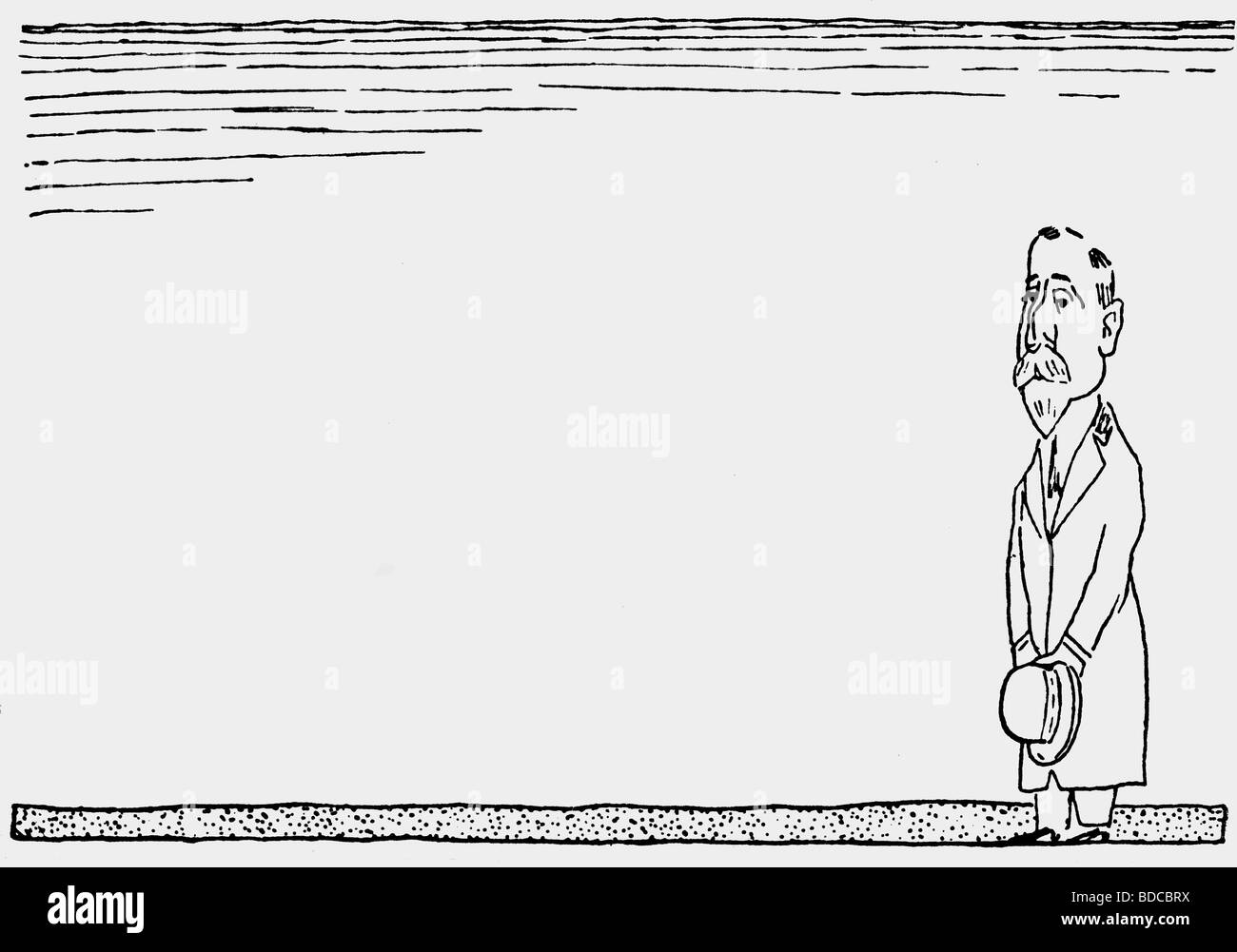 Mann, Heinrich, 27.3.1871 - 12.3.1950, autore/scrittore tedesco, caricatura simbolica di "er Untertan" (il soggetto) di Cobi Reiser, Foto Stock