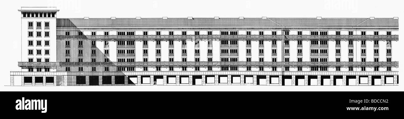 Eventi, nazionalsocialismo / nazismo, architettura, Germania, Berlino, Charlottenburg Nord, sviluppo alla Grande Piazza, angolo nord-occidentale, progettato dal Main Planning Office, circa 1938, Foto Stock