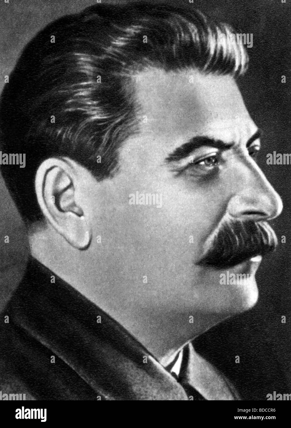Stalin (Iosif Vissarionovich Jughashvili), 18.12.1878 - 5.3.1953, politico sovietico, Segretario generale della CPSU 22.4.1922 - 5.3.1953, ritratto, carta di sigarette, Germania orientale, circa 1950, , Foto Stock