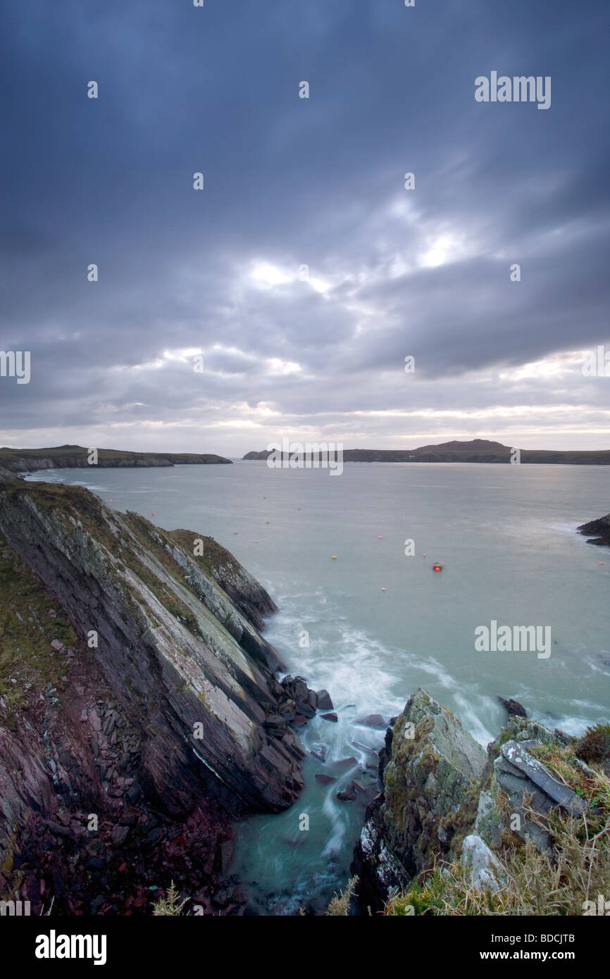 Ramsey Island da St David's Head, Pembrokeshire, Wales, Regno Unito Foto Stock
