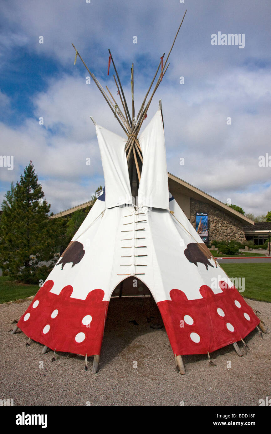 Wigwam indiano a Buffalo Bill Centro Storico Cody Wyoming Foto Stock
