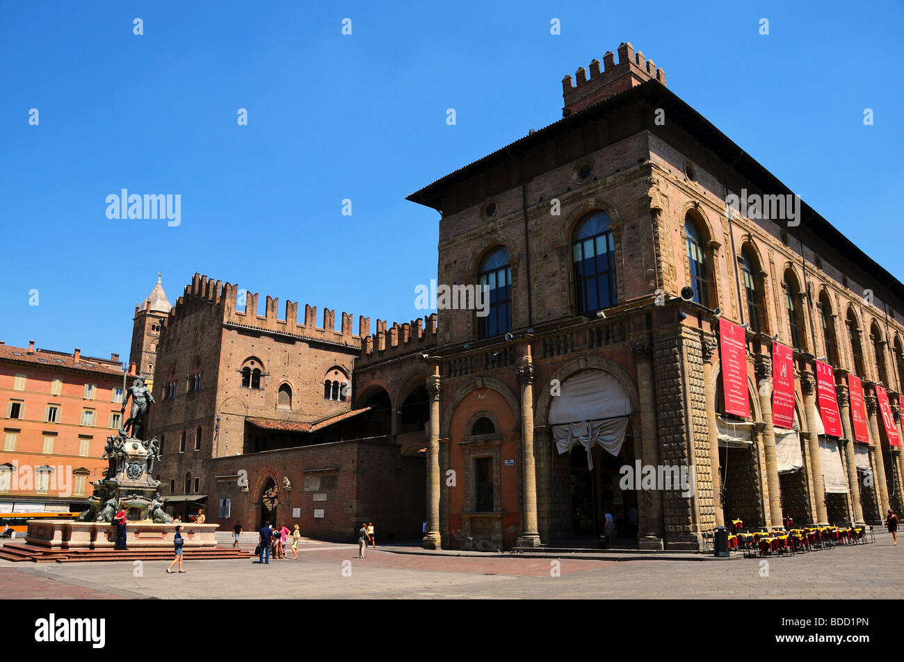 Il Palazzo del Podestà Edificio in Piazza Maggiore, Bologna, Italia Foto Stock