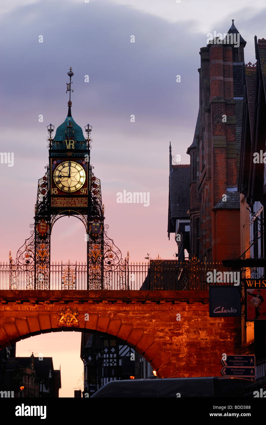 Victorian Eastgate Clock Chester Cheshire England Regno Unito Foto Stock