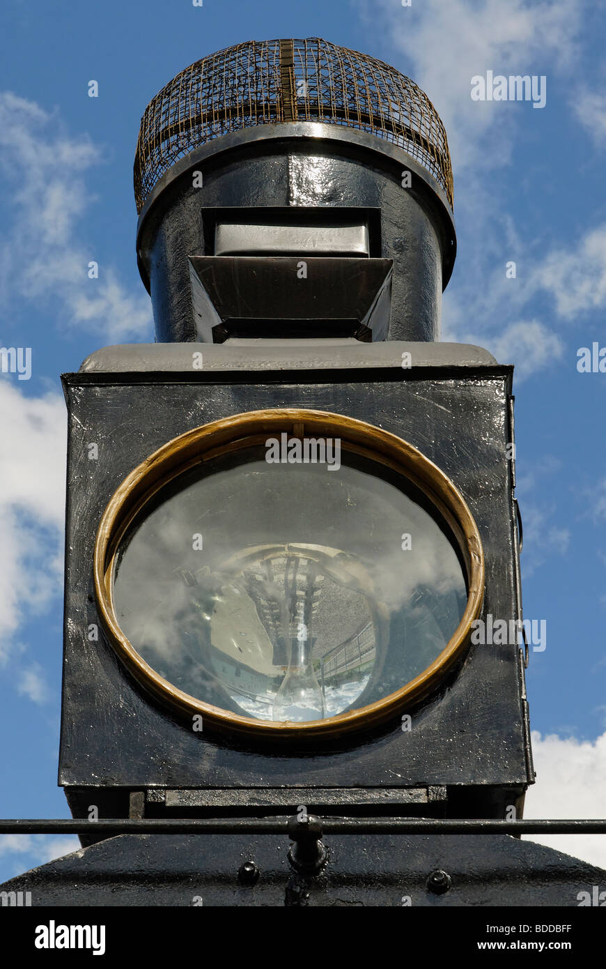 Vecchia lanterna di kerosene del retro locomotiva a vapore Foto Stock