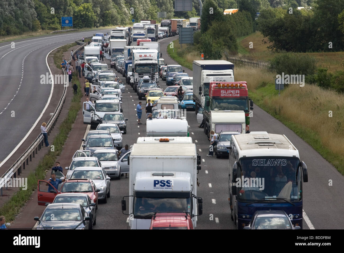 Incidente stradale sulla M40 Foto Stock