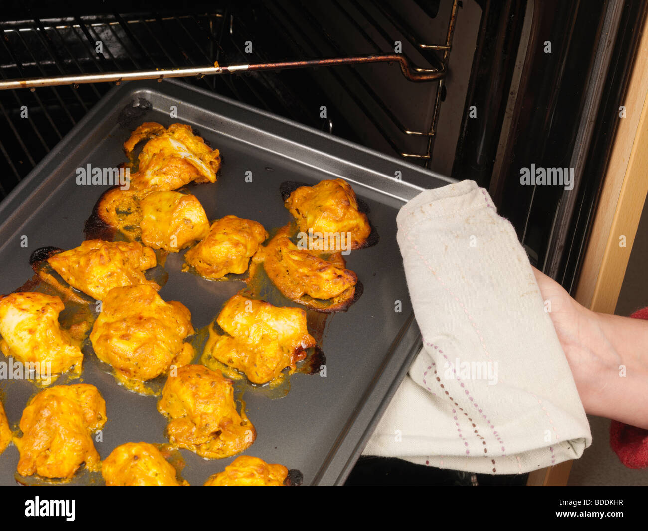 Shot 5 (rimozione di pollo dal forno) Foto Stock