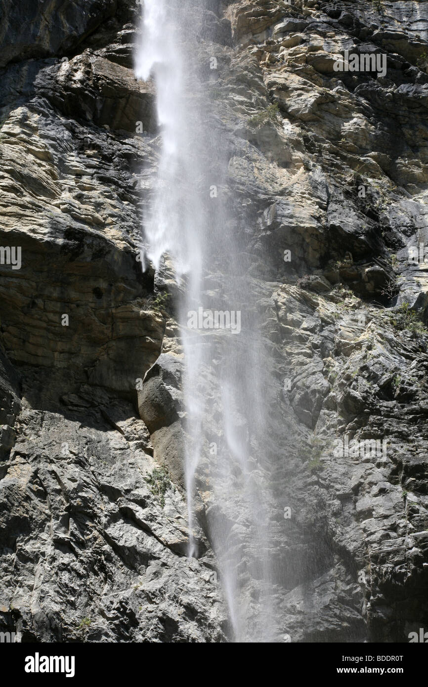 Schossrinn cascata, Alta Baviera, vicino a Rosenheim, Germania. Foto Stock