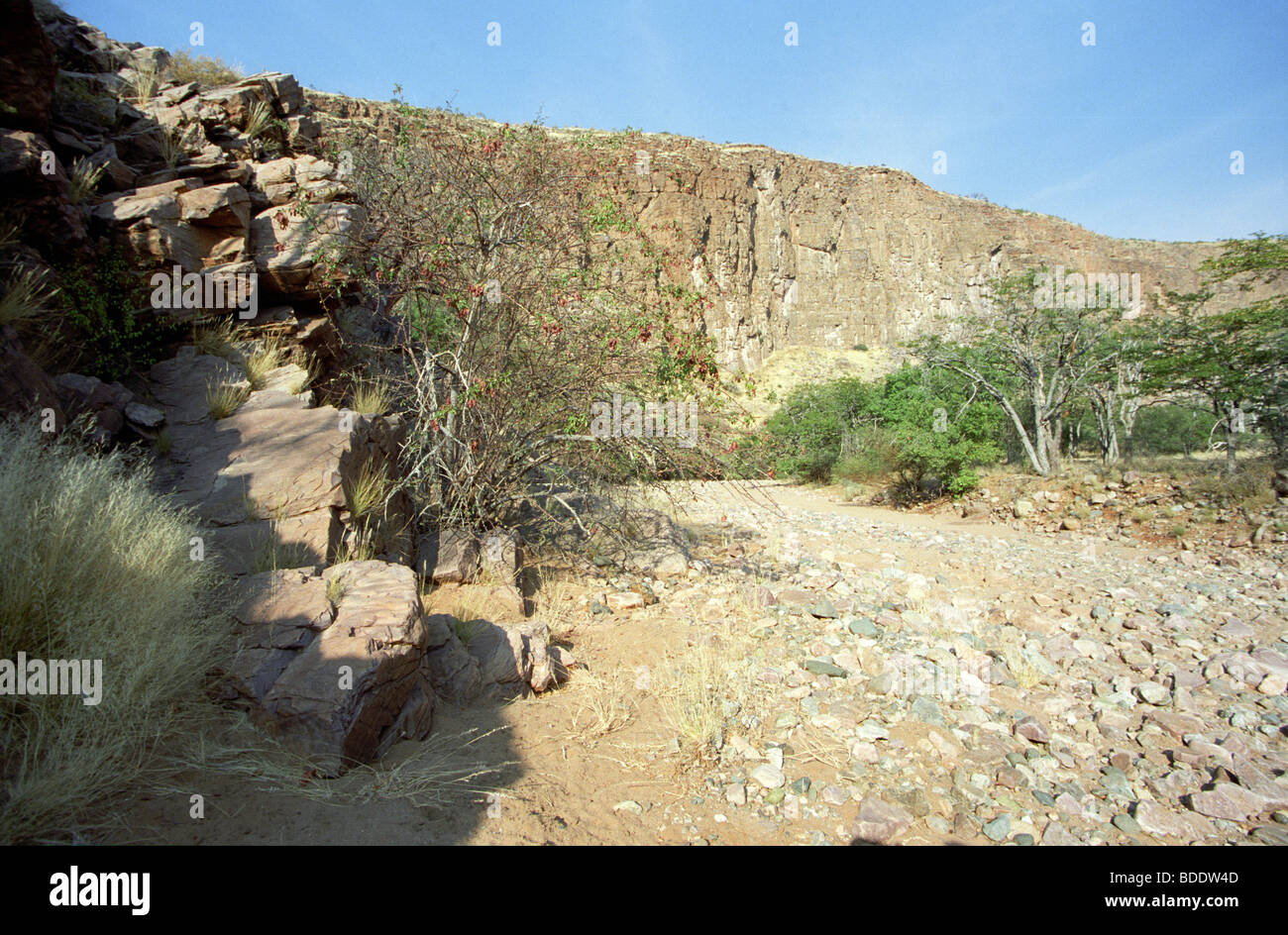 Remote Gorge vicino a Epupa Falls nella regione Kaokoveld della Namibia settentrionale. Foto Stock