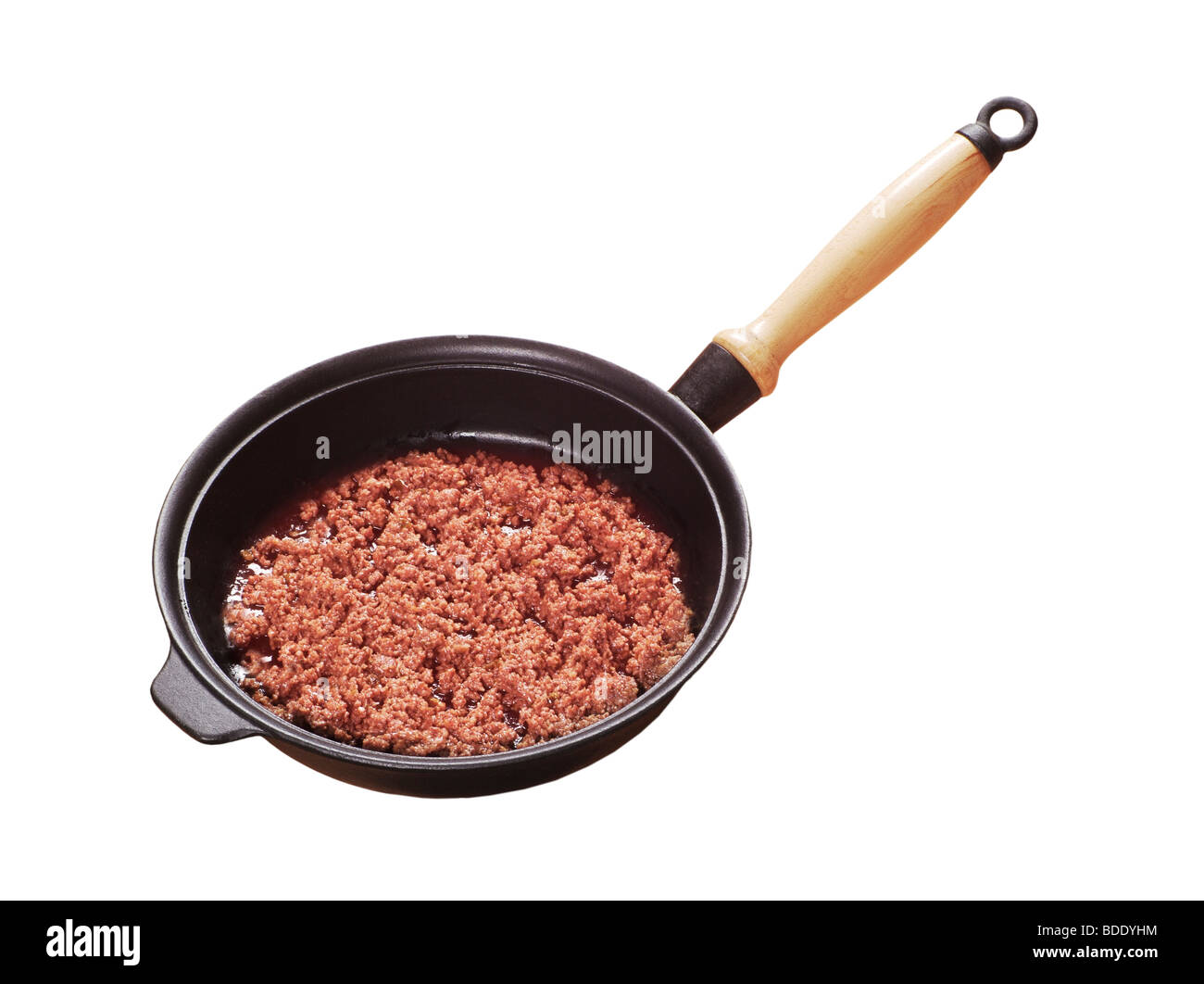 La carne di suolo su una padella Foto Stock