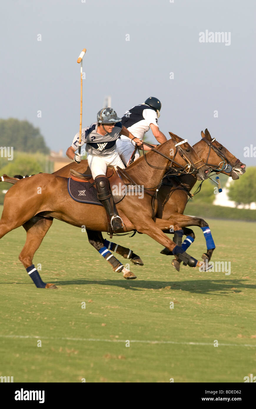 Giocatori di polo in azione a Santa Maria Polo Club, Sotogrande, Cadice, Andalusia Foto Stock