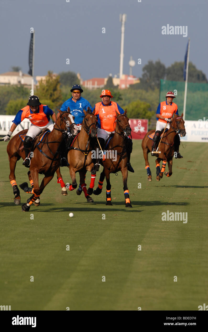 Giocatori di polo in azione, Santa Maria Polo clu, Sotogrande, Cadice, Spagna Foto Stock