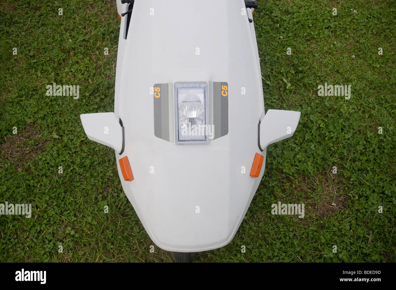 Sinclair C5 alimentato a batteria veicolo a Pickering Fiera a vapore Foto Stock