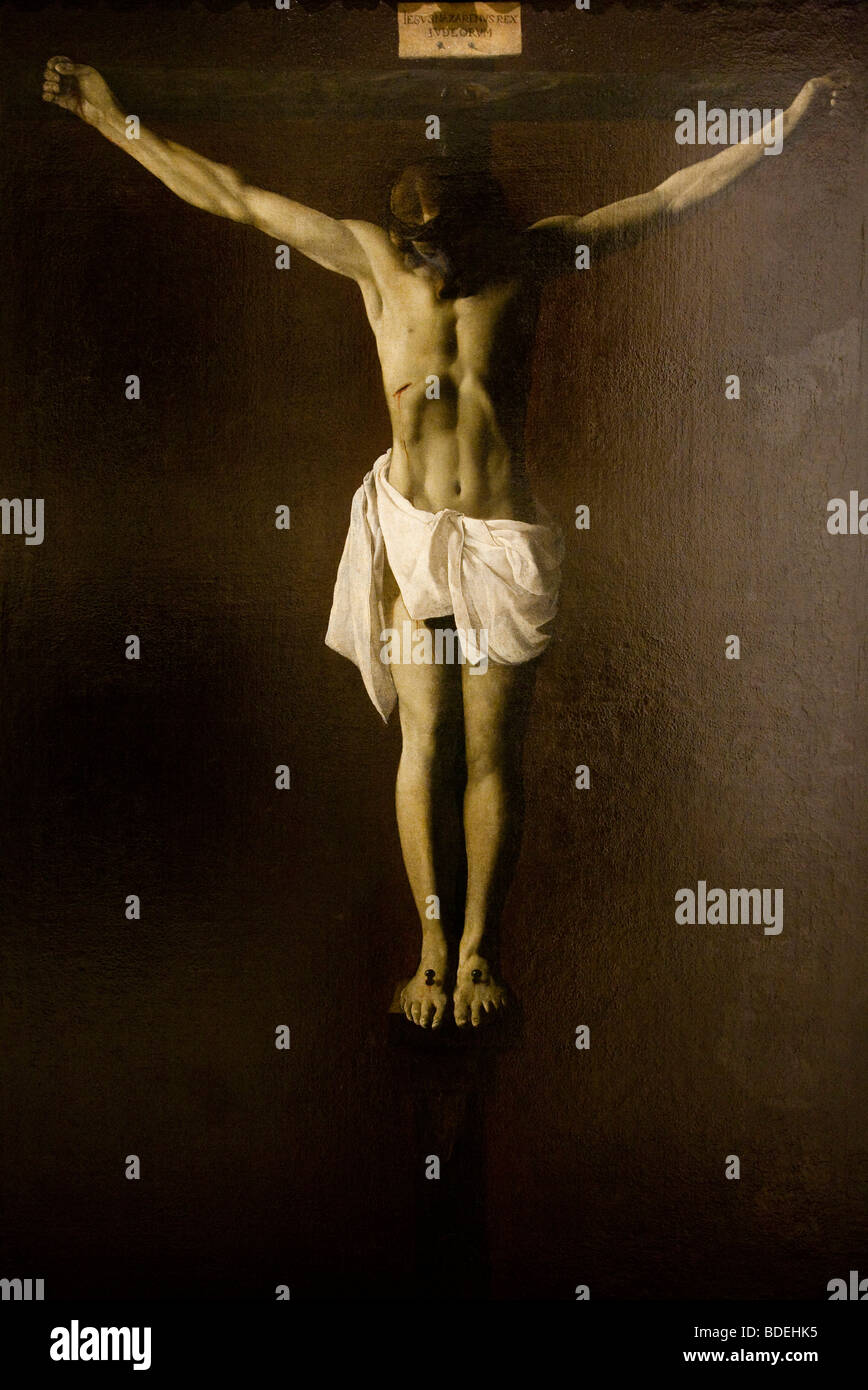 Cristo morto di Francisco de Zurbaran (XVII secolo), il Museo di Belle Arti di Siviglia, Spagna Foto Stock