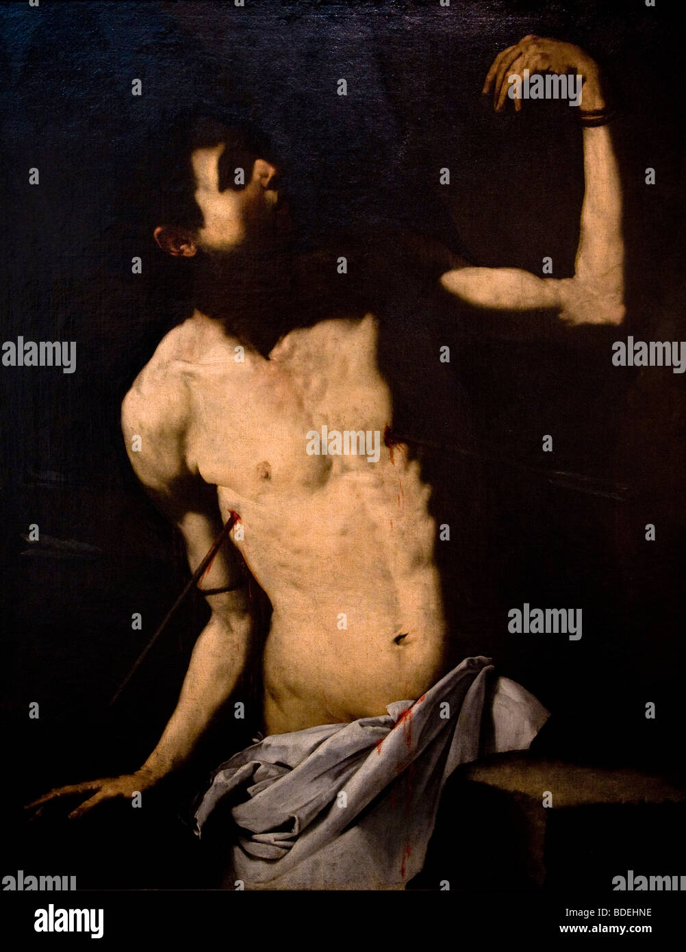 San Sebastiano, pittura di Jose de Ribera El Espa oleto (XVII secolo), il Museo di Belle Arti di Siviglia, Spagna Foto Stock