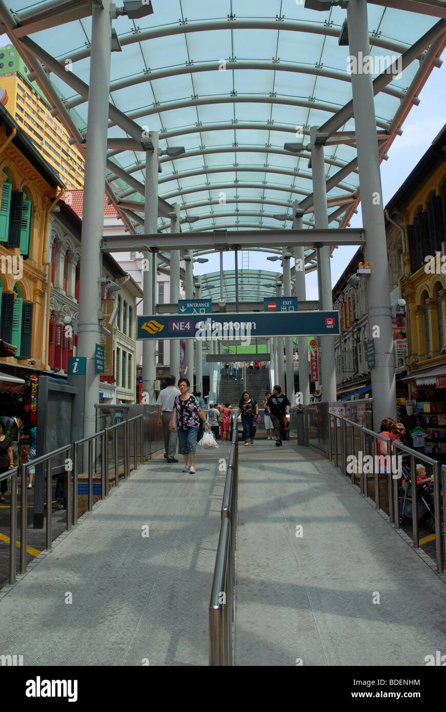 Pagoda Street e Chinatown MRT station segno, Chinatown, Sinagpore Foto Stock