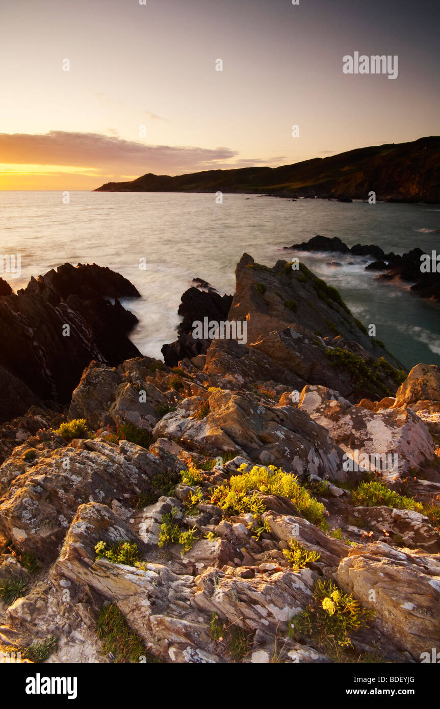 Suggestivo tramonto sul punto di morte sulla North Devon Coast UK Foto Stock