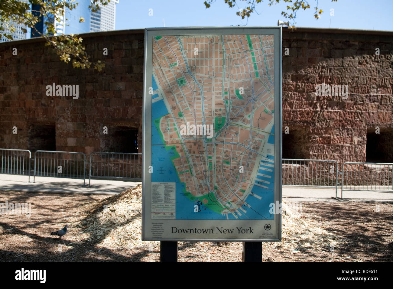 Mappa del centro di New York City in Battery Park. Foto Stock