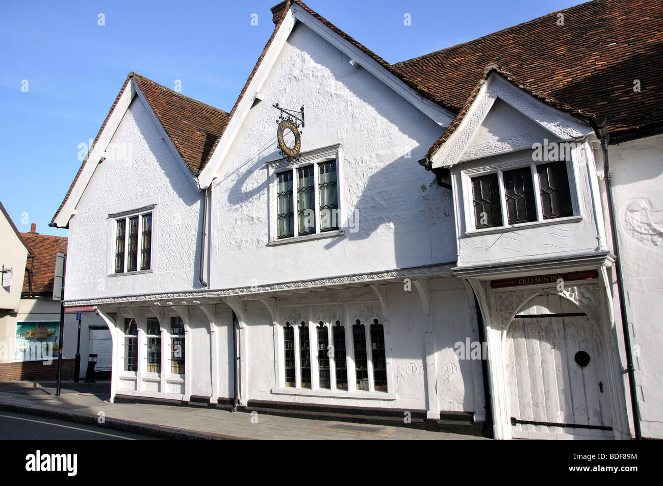 Ex vecchio Sun Inn, Church Street, Saffron Walden, Essex, Inghilterra, Regno Unito Foto Stock