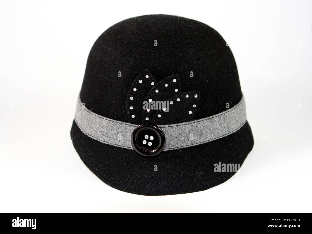 In stile vintage nero cloche enca hat Foto Stock