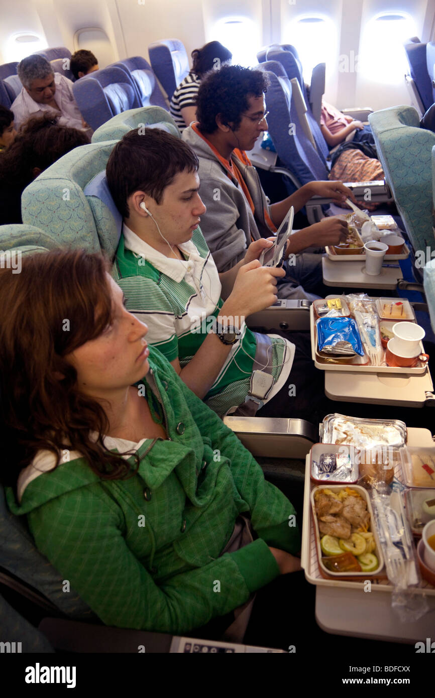 Pasto della compagnia aerea Egypt Air Flight Foto Stock
