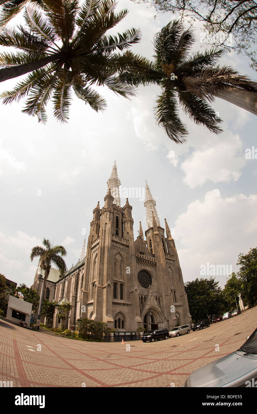 Indonesia, Java, Giacarta, Cattolica Romana, Cattedrale, obiettivo fisheye view Foto Stock
