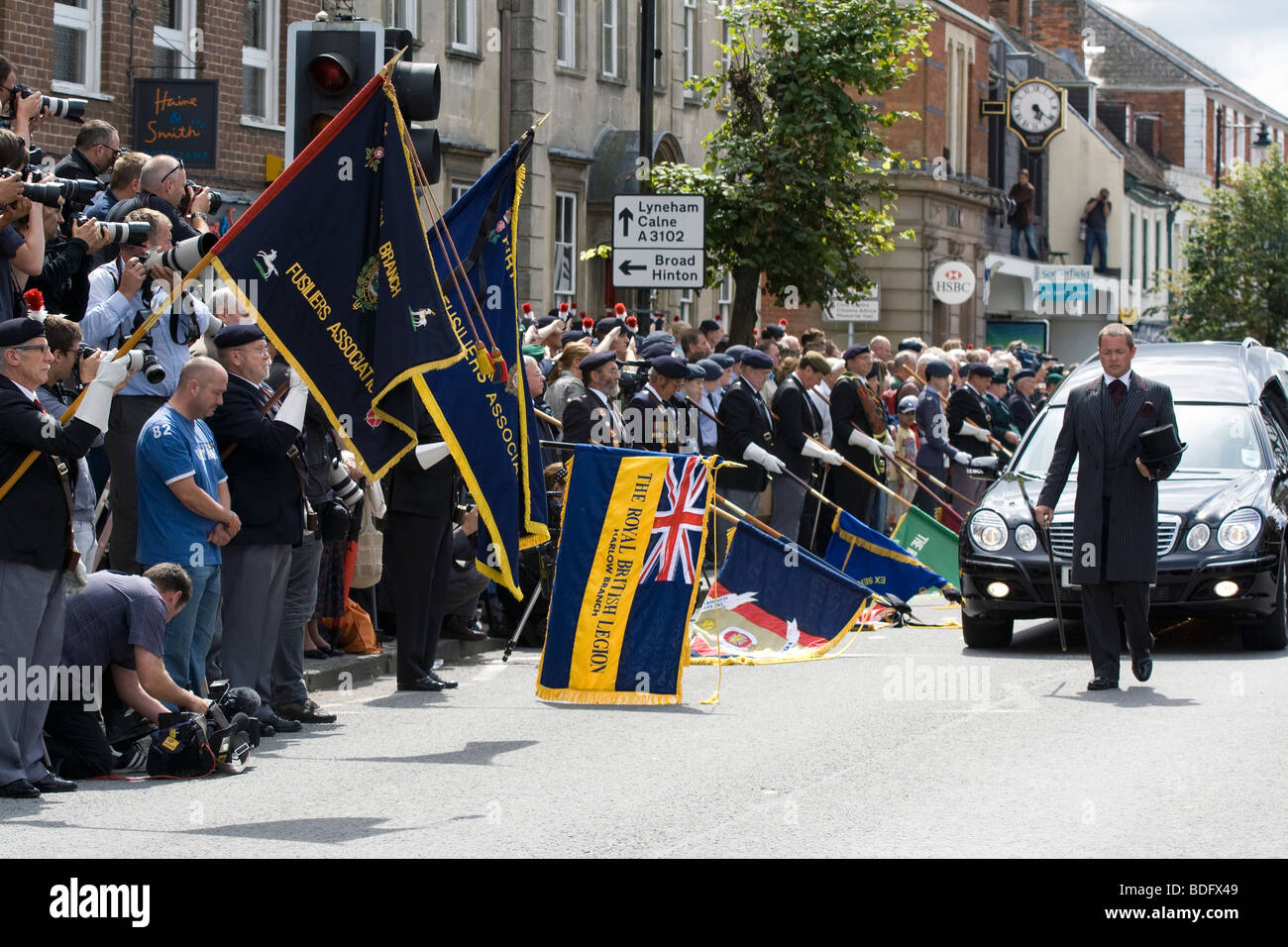 Rimpatri di quattro soldati in Wootton Bassett, 2009. Foto Stock