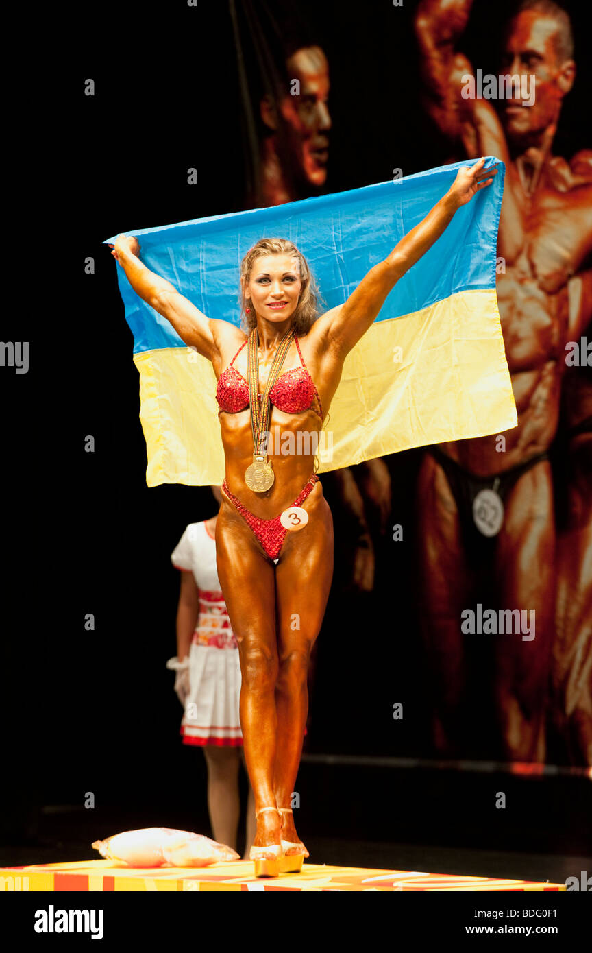 Bodybuilding, donne divisione leggera, mondo giochi, Kaohsiung, Taiwan, luglio 19, 2009 Foto Stock