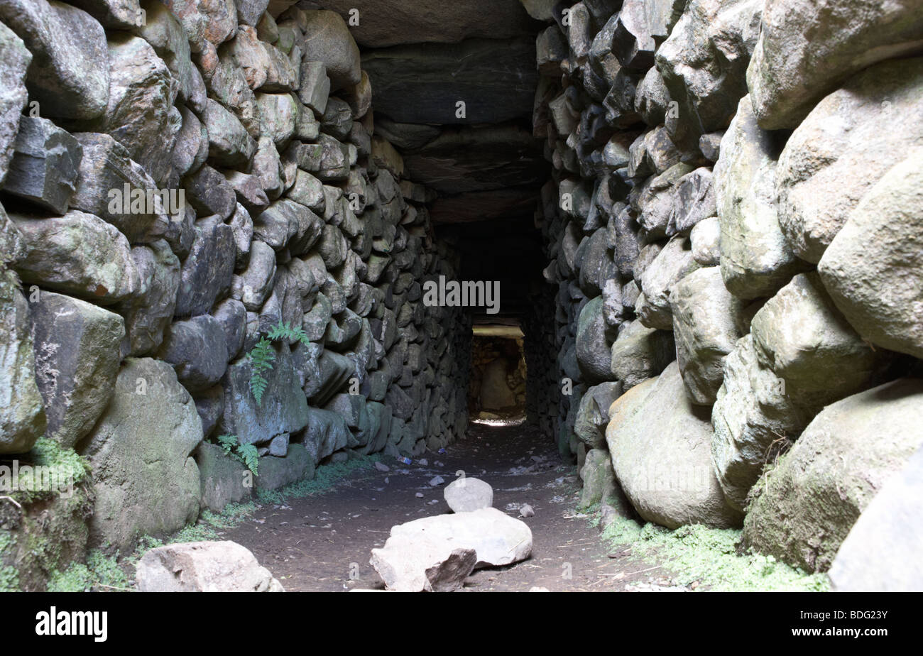 Entrata in giù nel sotterraneo in drumena cashel inanellato stone fort contea di Down Irlanda del Nord Regno Unito Foto Stock