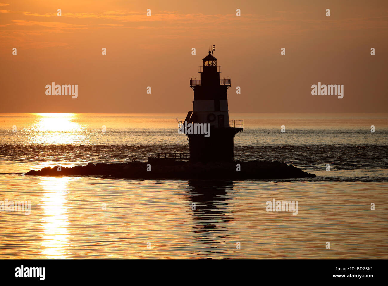 Orientare il punto luce, Long Island Sound, New York Foto Stock