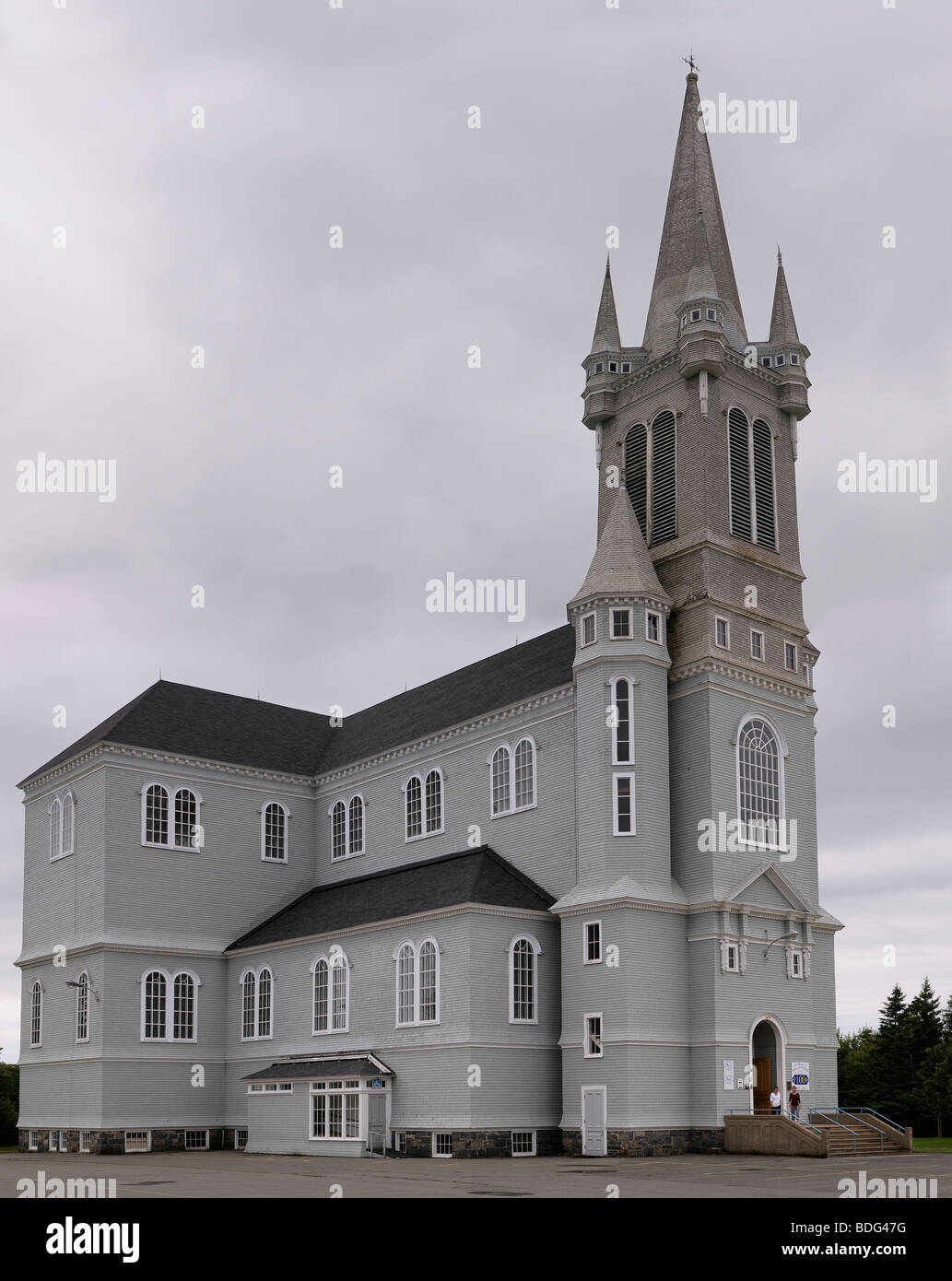 Alto edificio di legno in Nord America Eglise Sainte-Marie nel punto della Chiesa Nova Scotia Foto Stock