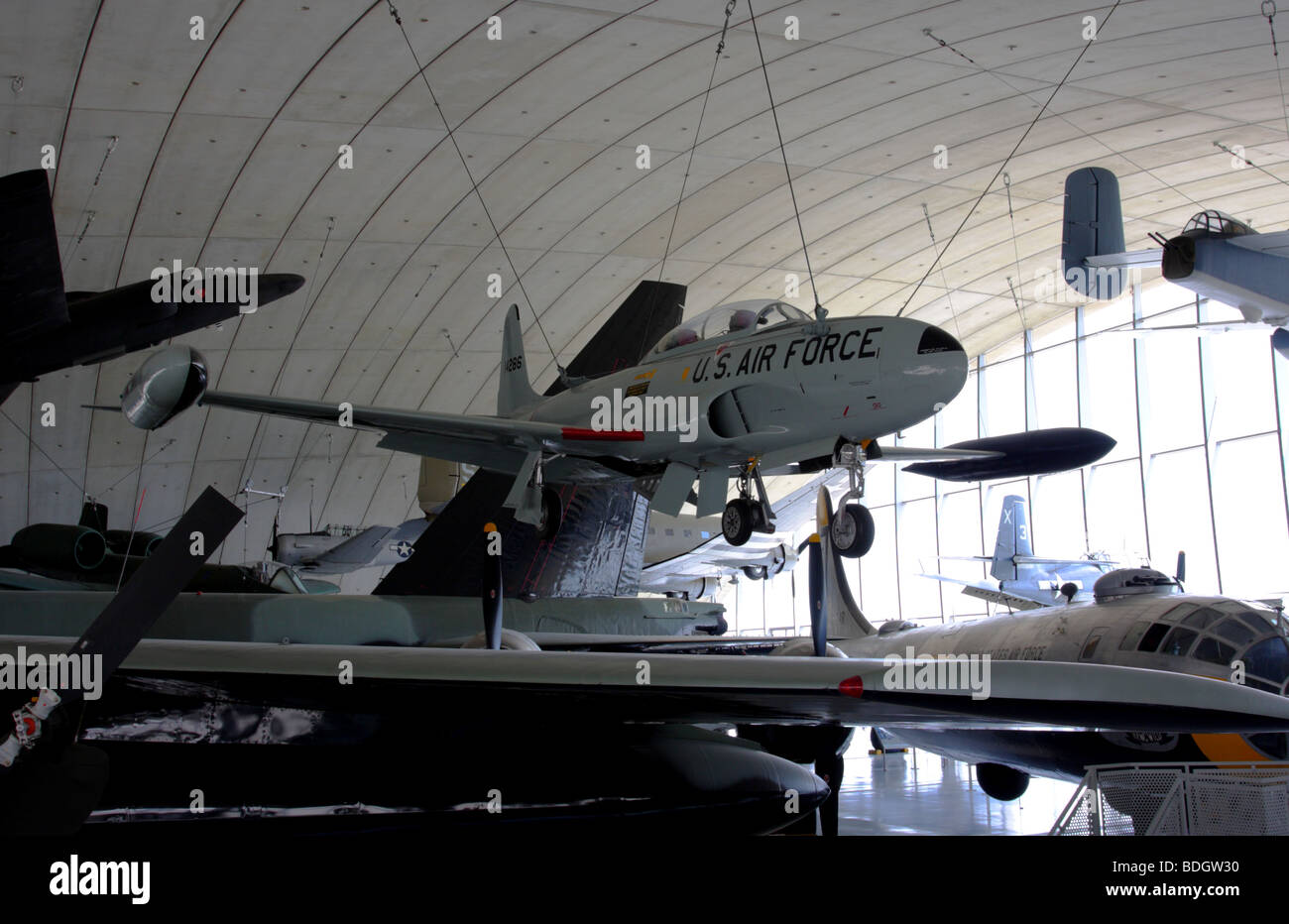 Un meraviglioso esempio del lockheed t-33un aereo,attualmente in esposizione permanente in american Air Museum Duxford,Inghilterra. Foto Stock