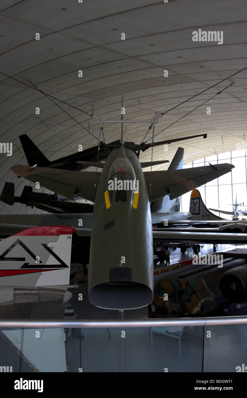 Close up e primo livello vista della North American super sacbre F-100d aereo, visualizzati nell'AAM, iwm duxford. Foto Stock