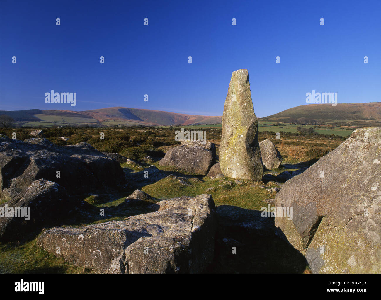 Cerchio di pietra in Preseli Hills monumento al poeta Waldo Williams vicino Mynachlog-ddu Pembrokeshire West Wales UK Foto Stock